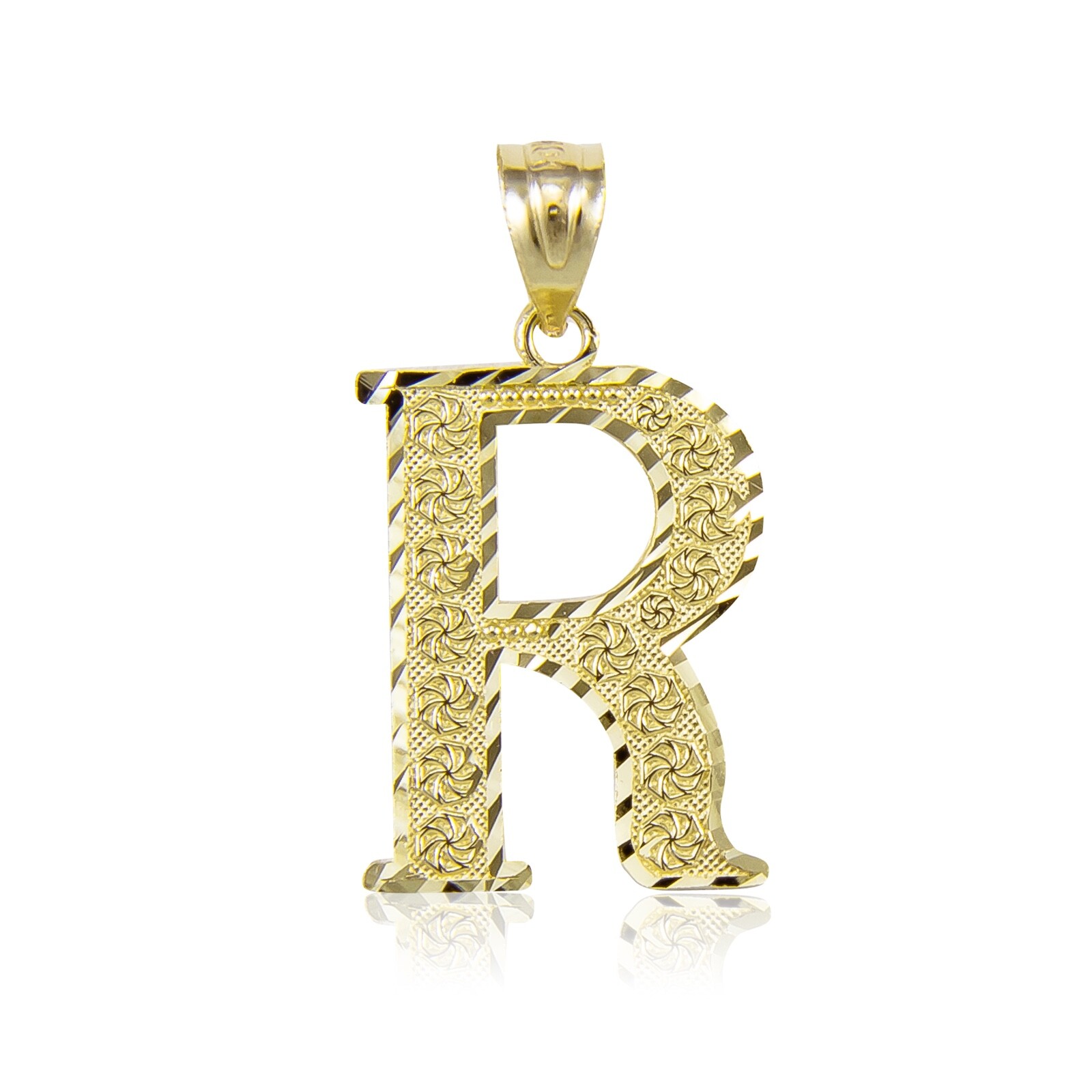 10K Solid Yellow Gold Initial Letter Pendant – A-Z Any Alphabet Necklace Charm