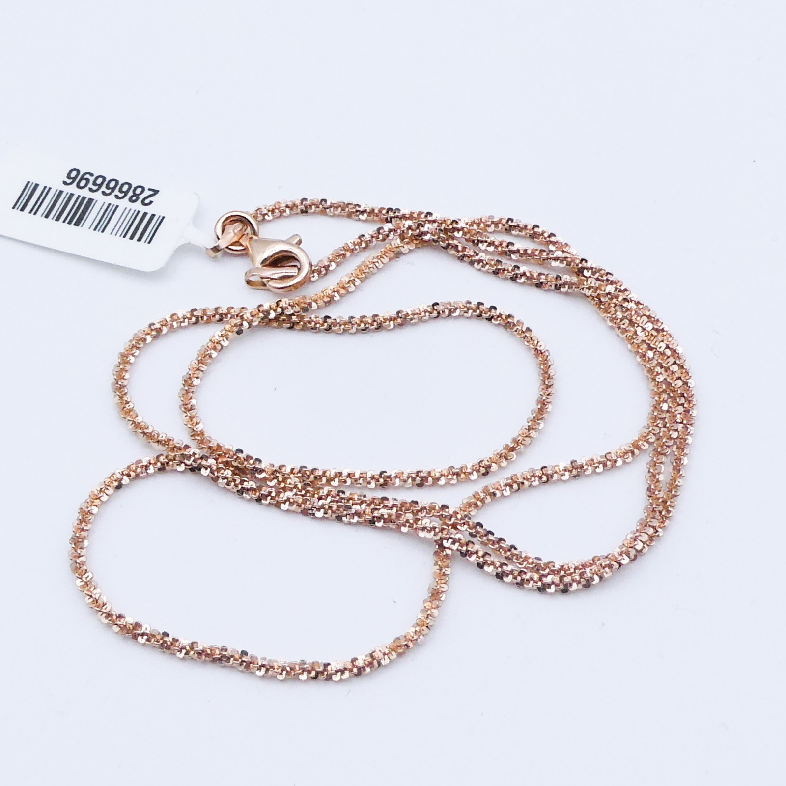Rose Gold Over Sterling Silver Twisted Confetti 20″ Chain Necklace Stackable