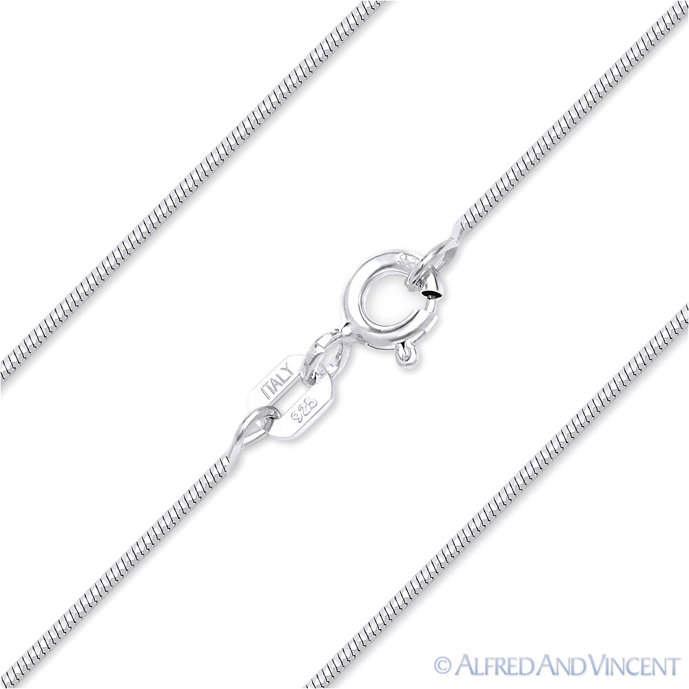 0.7mm Diamond-Cut Link Snake Chain Necklace .925 Italy Sterling Silver & Rhodium
