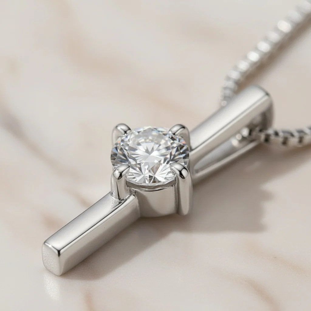 Vertical Silver Bar Necklace — Modern Minimalist Dainty Design