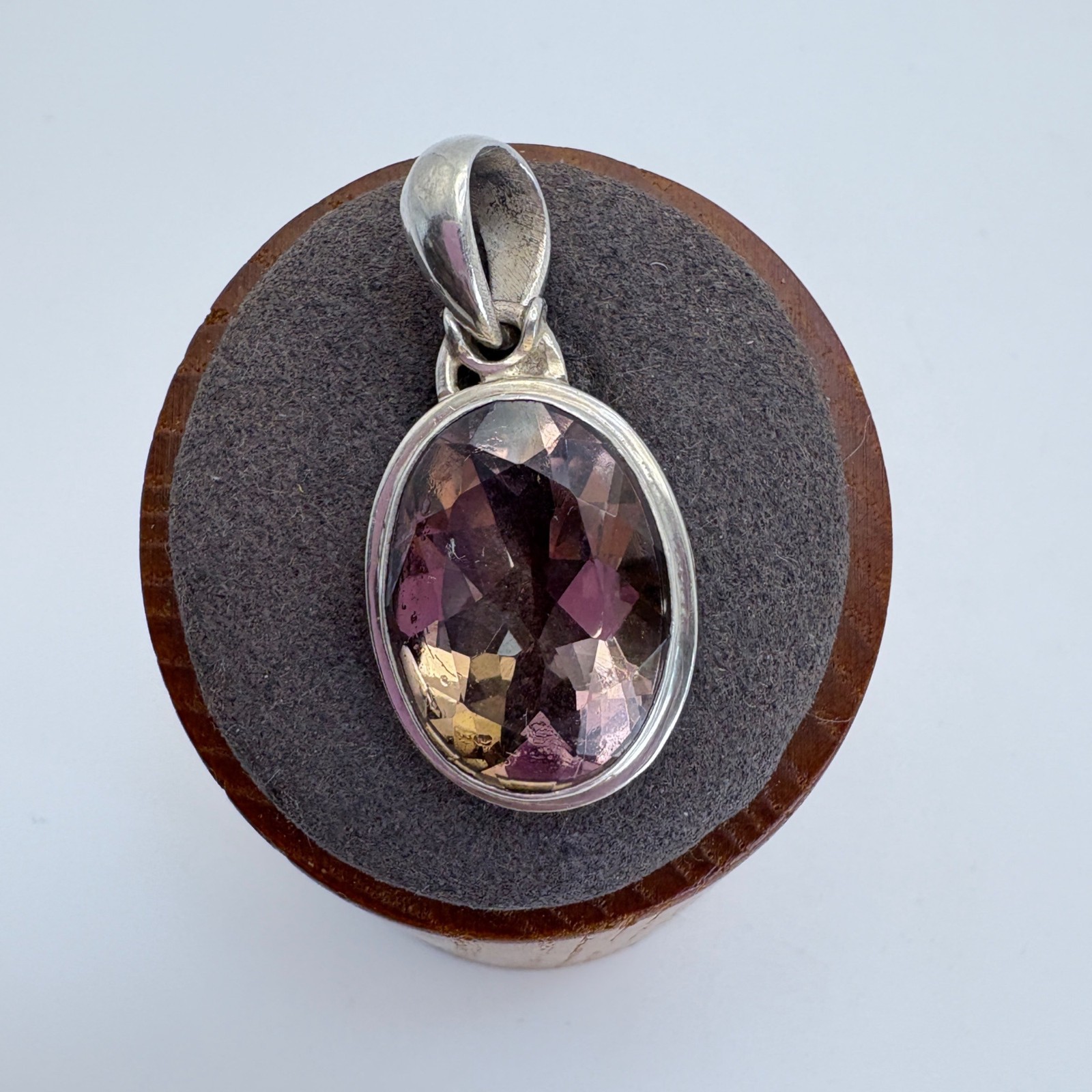 Smoky Quartz Briolette Bezel Set Pendant Sterling Silver 925 Size 1.25″ Length