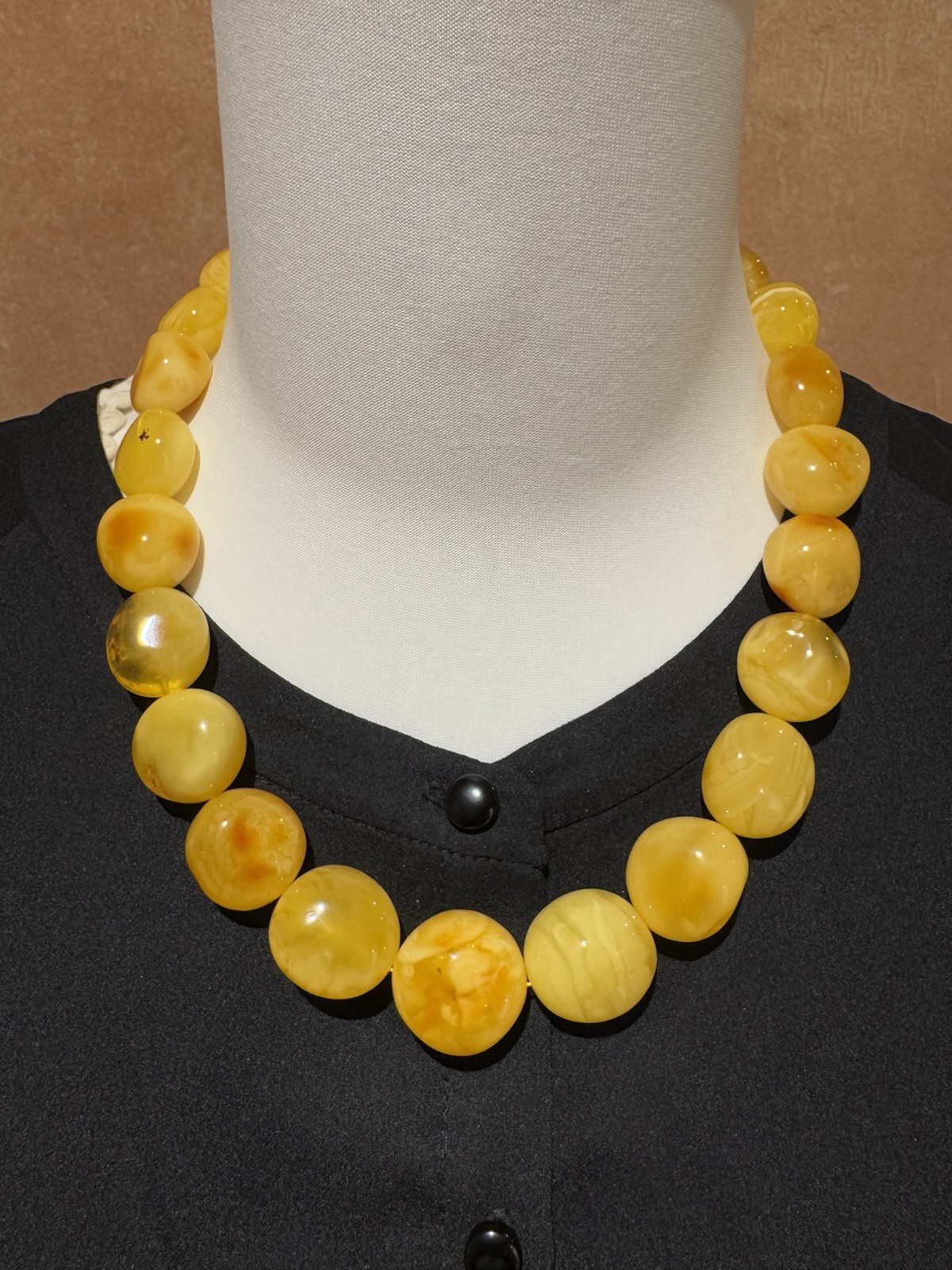 Large Natural Baltic Amber Bead Necklace 93.3g 53cm