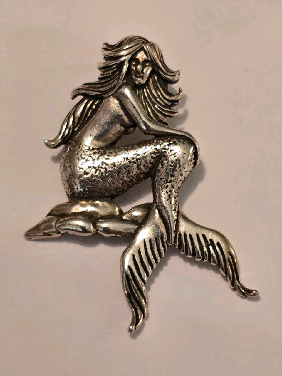 Mermaid Sitting On Rock Sterling Silver 925 Pendant Slider