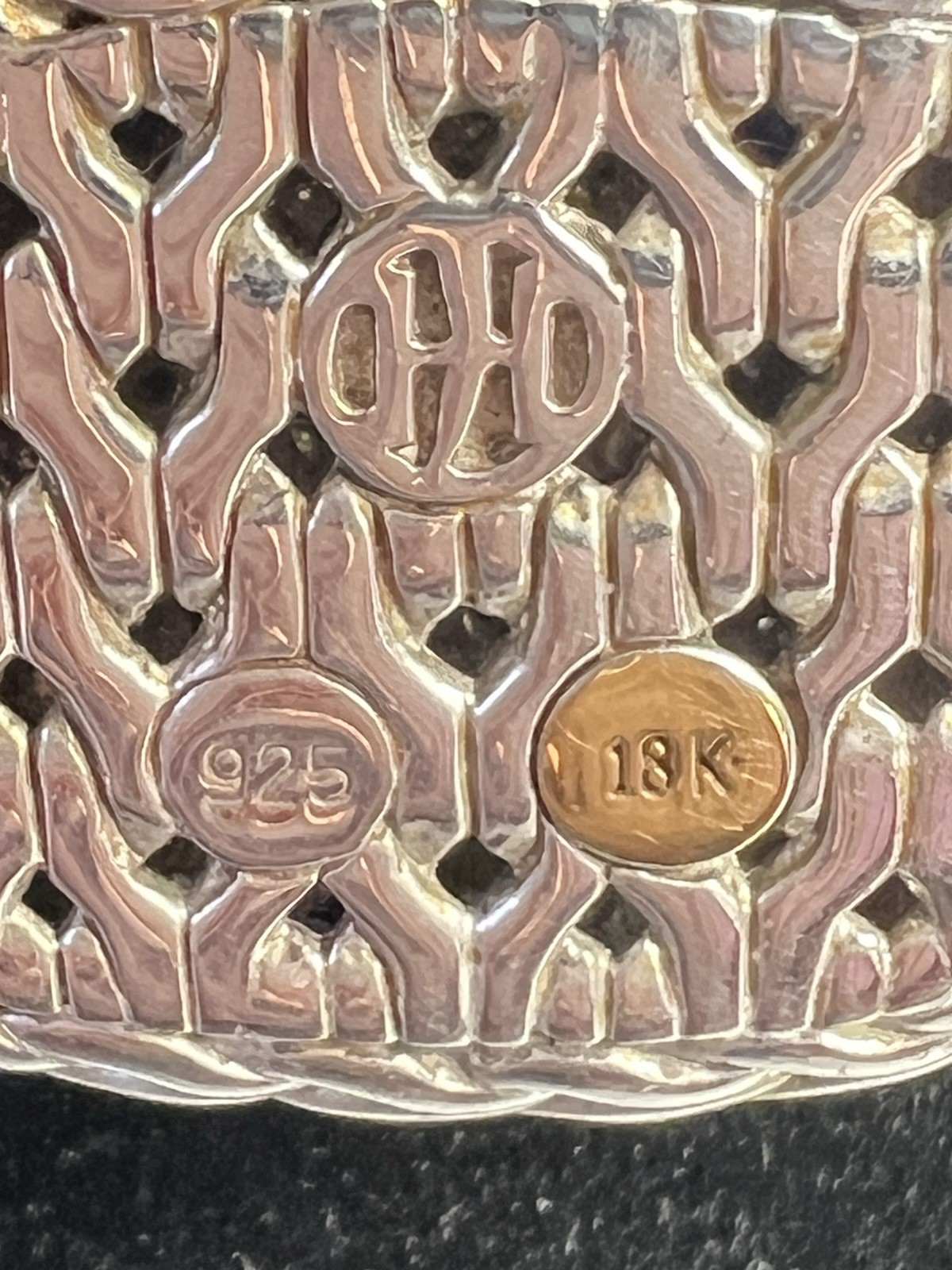 John Hardy Classic Chain Diamond Pendent Necklace 925 Sterling Silver 18k 18”