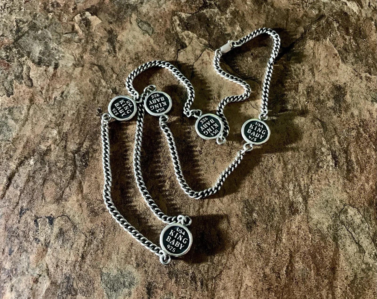 King Baby Studio Sterling Silver Five Station Heart Necklace 24”