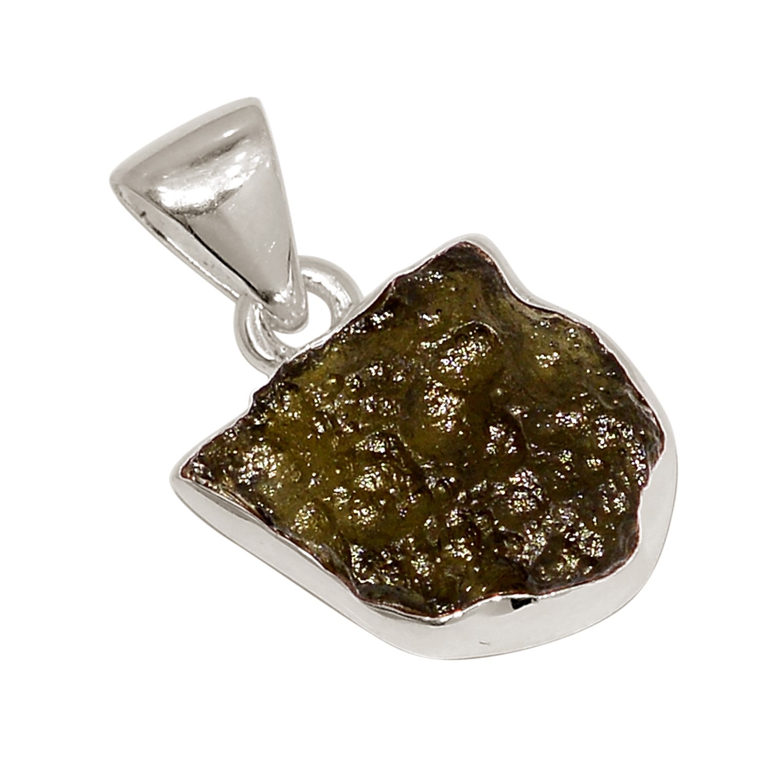 Natural Genuine Czech Moldavite 925 Sterling Silver Pendant Jewelry ALLP-30474
