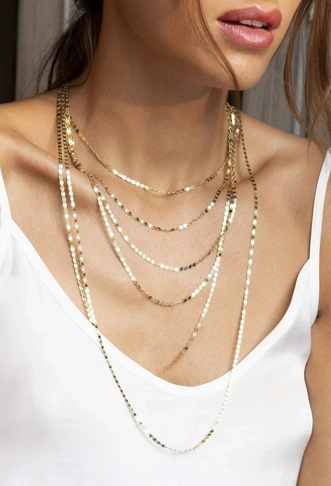Italian 18K Gold Over 925 Sterling Silver Sparkle Mirror Link Chain …