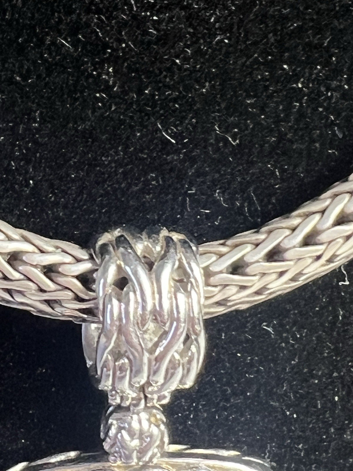 John Hardy Classic Chain Diamond Pendent Necklace 925 Sterling Silver 18k 18”