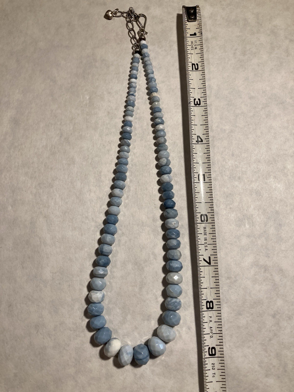 Jay King Desert Rose Blue White Graduated Bead Sterling Silver Necklace 18-20”