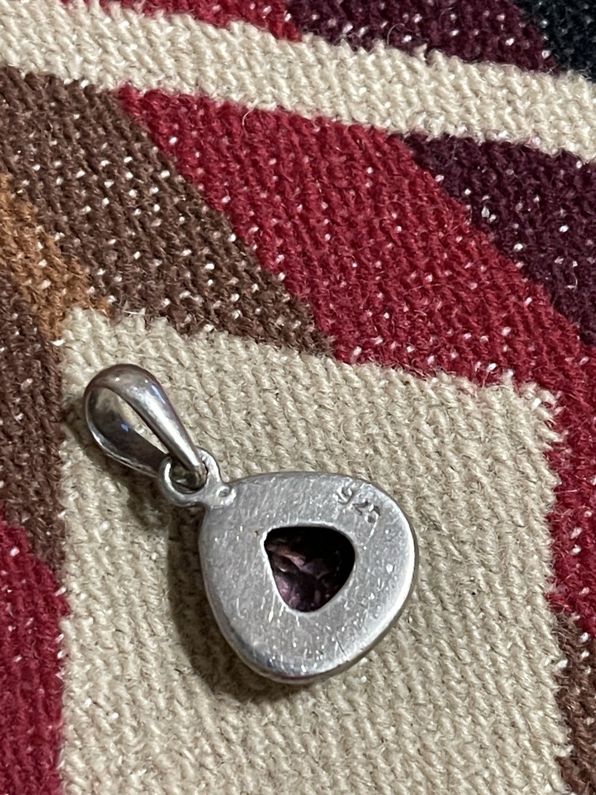 Sterling Silver 925 Trillion Cut Amethyst Pendant 3.45g