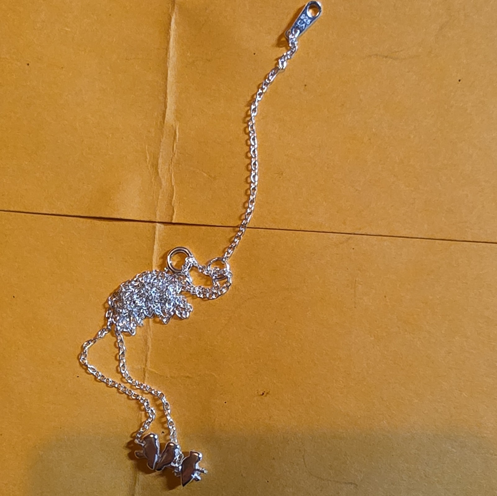 925 Sterling Silver Butterfly Charm Pendant Cable Chain Necklace, Spring Ring