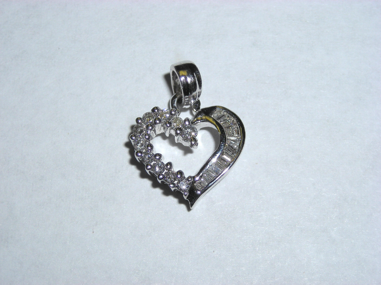 Dainty 14K White Gold Heart Shaped Diamond Encrusted 1/2 Carat Diamonds