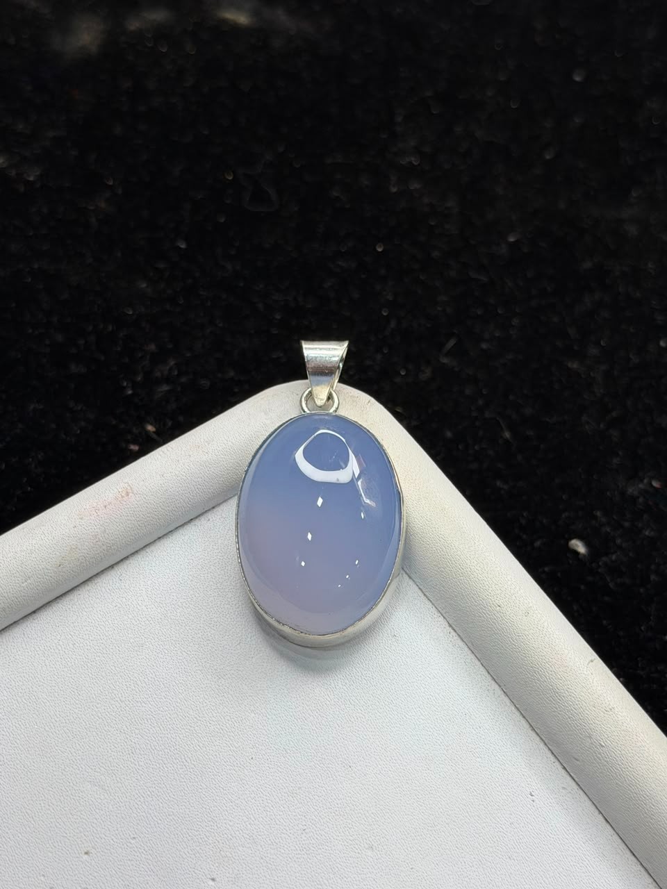 Natural Turkish Blue Chalcedony 925 Sterling Silver Pendant Handmade Jewelry