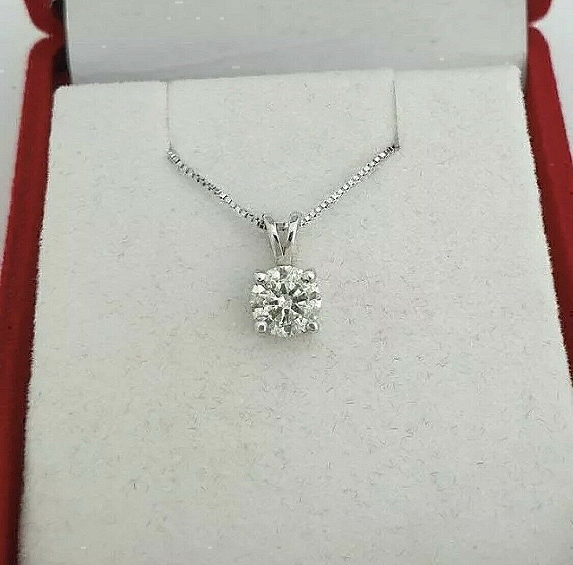 Certified 2Ct Round Cut Moissanite Solitaire Pendant 14k White Gold 18″ Necklace