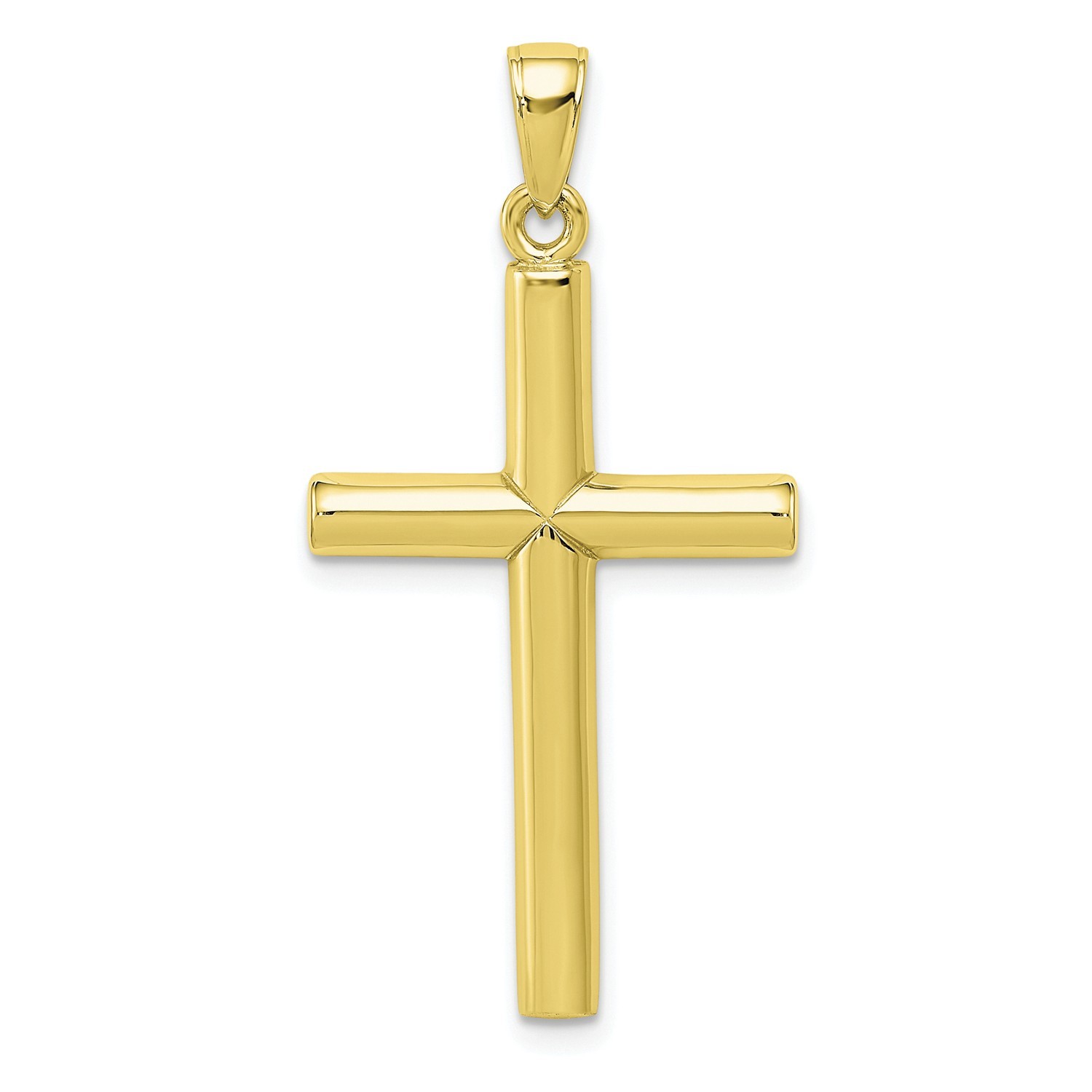 10k Yellow Gold High Polished Large 39mm Domed Cross Pendant
