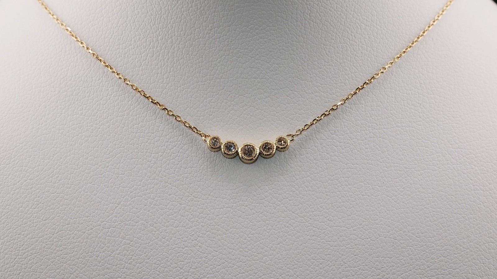 14k Gold Five Diamond Bar Necklace