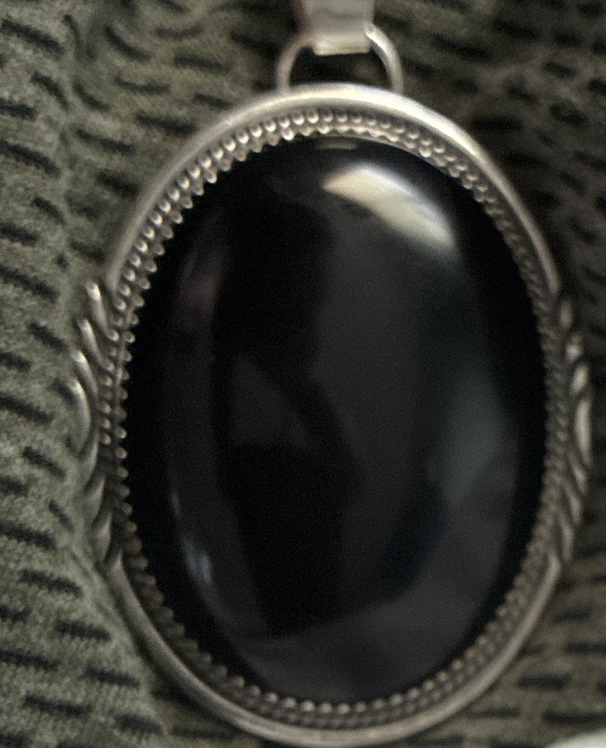 Navajo Betty Begaye Sterling Silver Black Onyx Pendant Signed Dine .925 19.36g