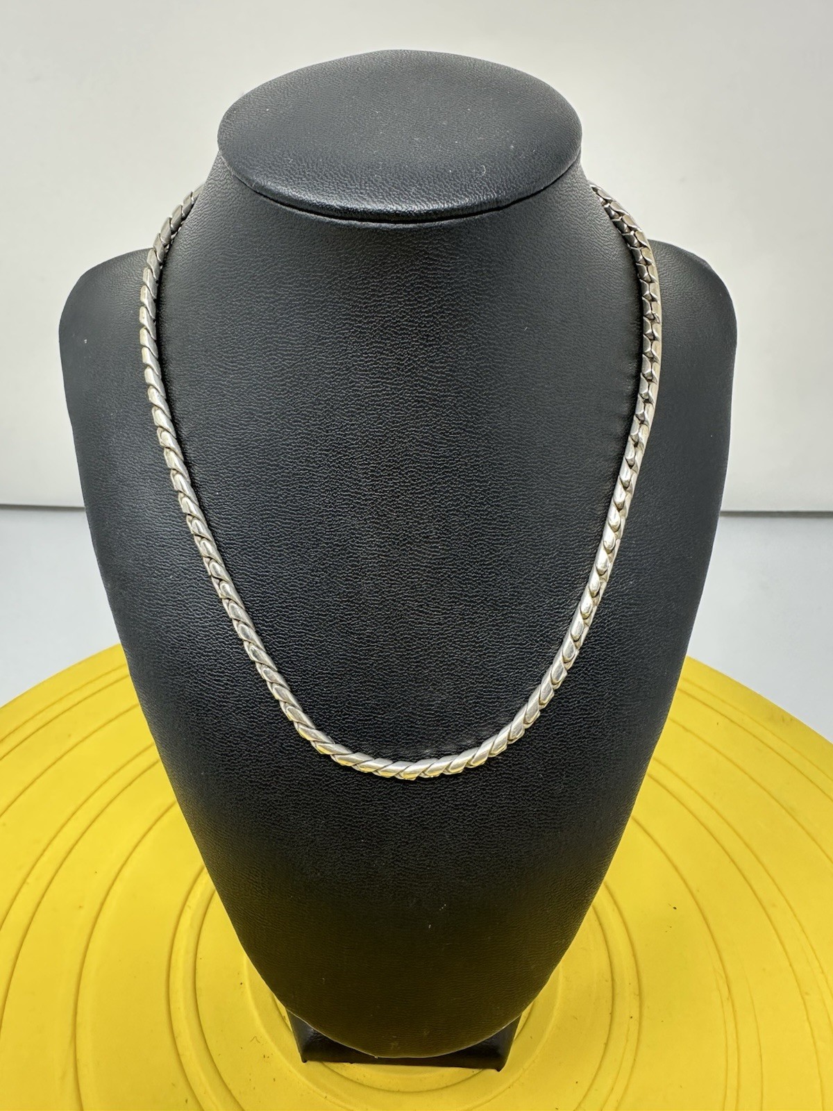 Sterling Silver Swirling Chain Choker Necklace Elegant Modern Minimalist 42g 16”