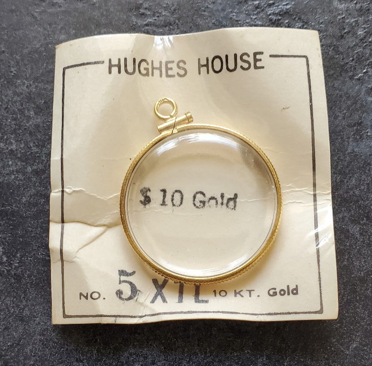 US $10 Gold Coin Capsule-Bezel 17.8mm Screw Top 10k Yellow Gold-No Bail or Ring