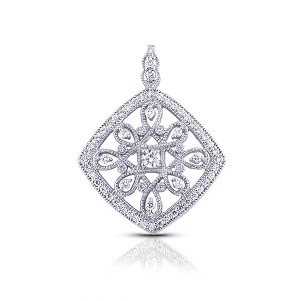 1.05ctw F VS1 Round Cut Natural Certified Diamonds White Gold Pendant + Chain