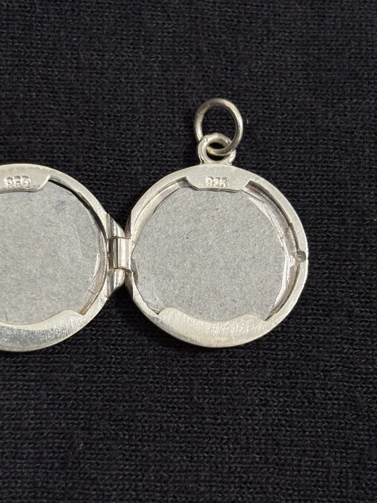 Geo 925 Sterling Silver Blue Enamel Round Photo Locket Pendant Thailand VTG