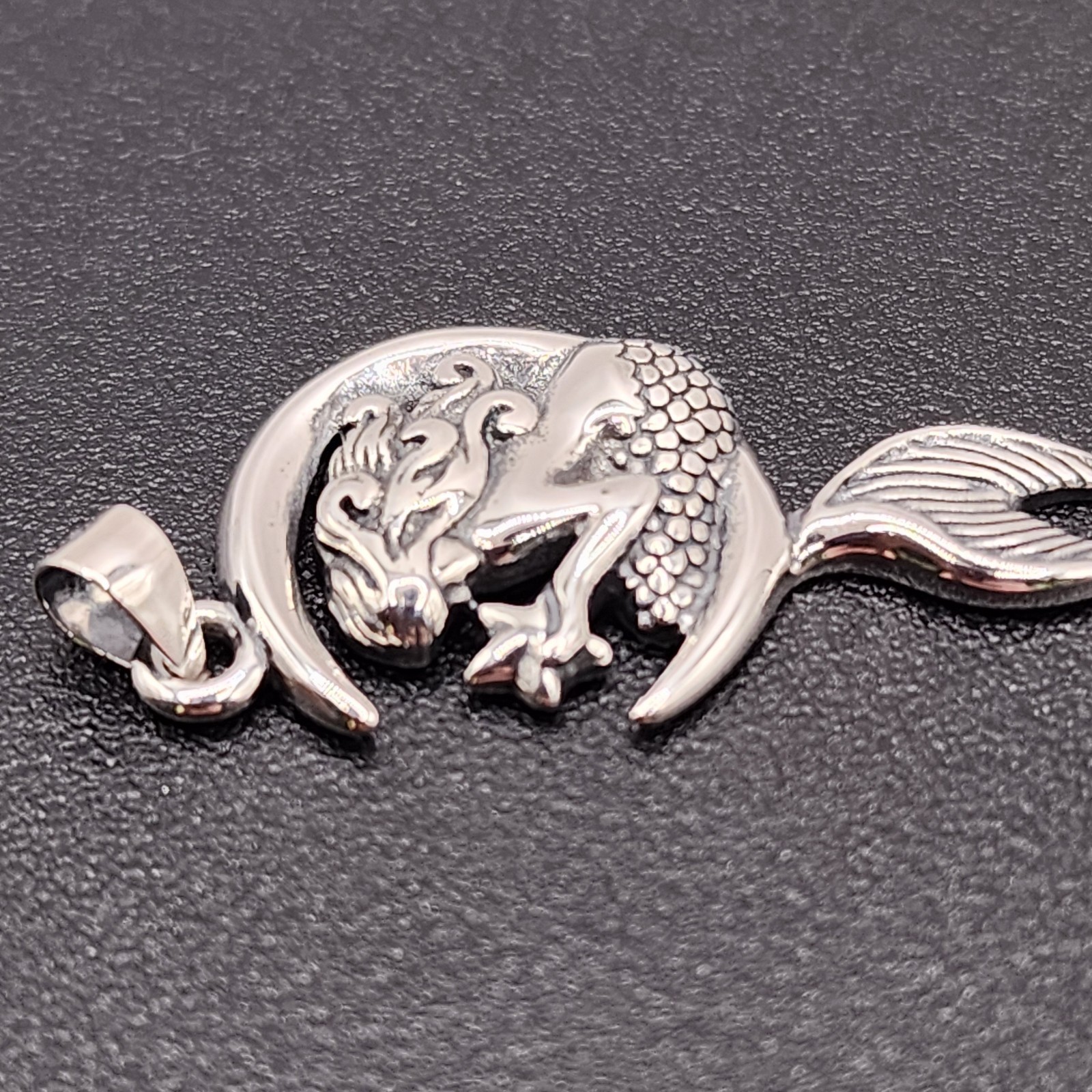 925 NEW Sterling Silver Pendant- Mermaid On Moon 33mm Length 11mm Width FREE…