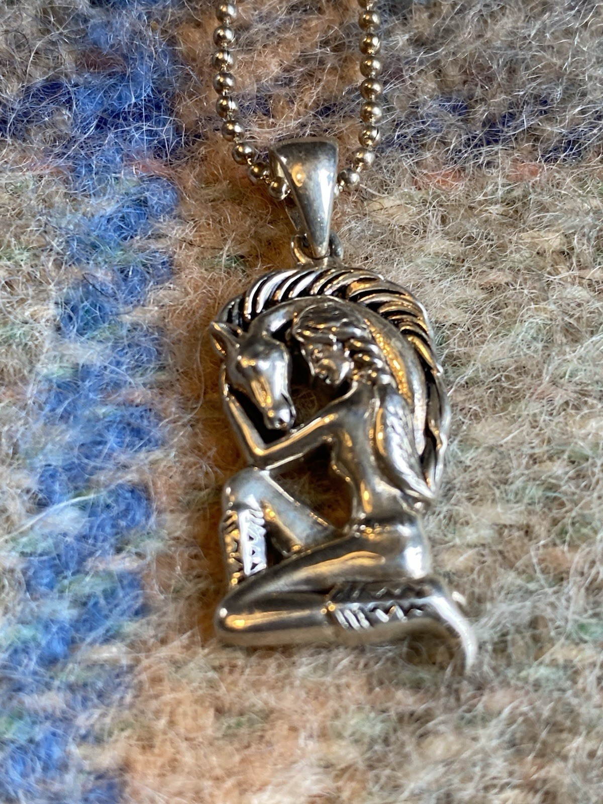 Sterling Silver Horse Necklace 925 Equestrian Native Pendant Signed NK Western