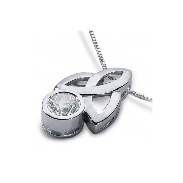 0.35ct H VS2 Round Earth Mined Certified Diamond White Gold Solitaire Pendant