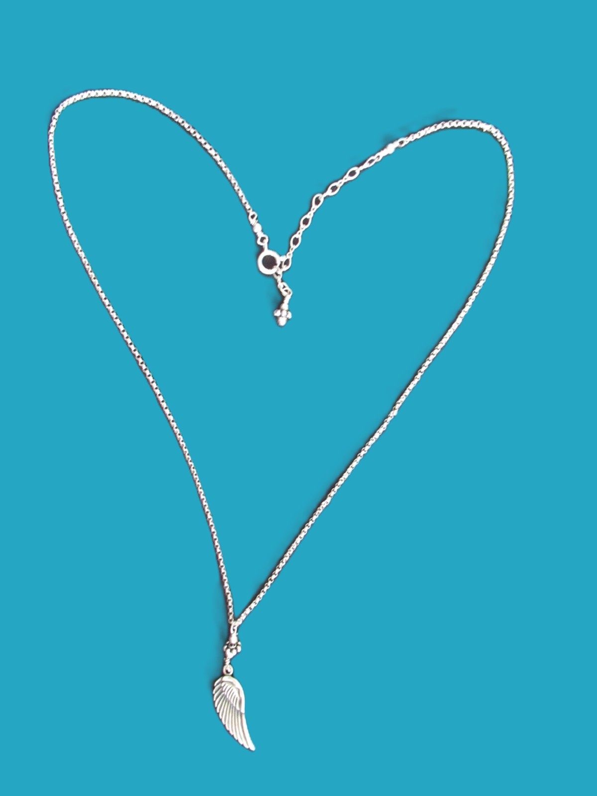 single Angel Wing pendant Necklace Sterling Silver 18″ Chain 925