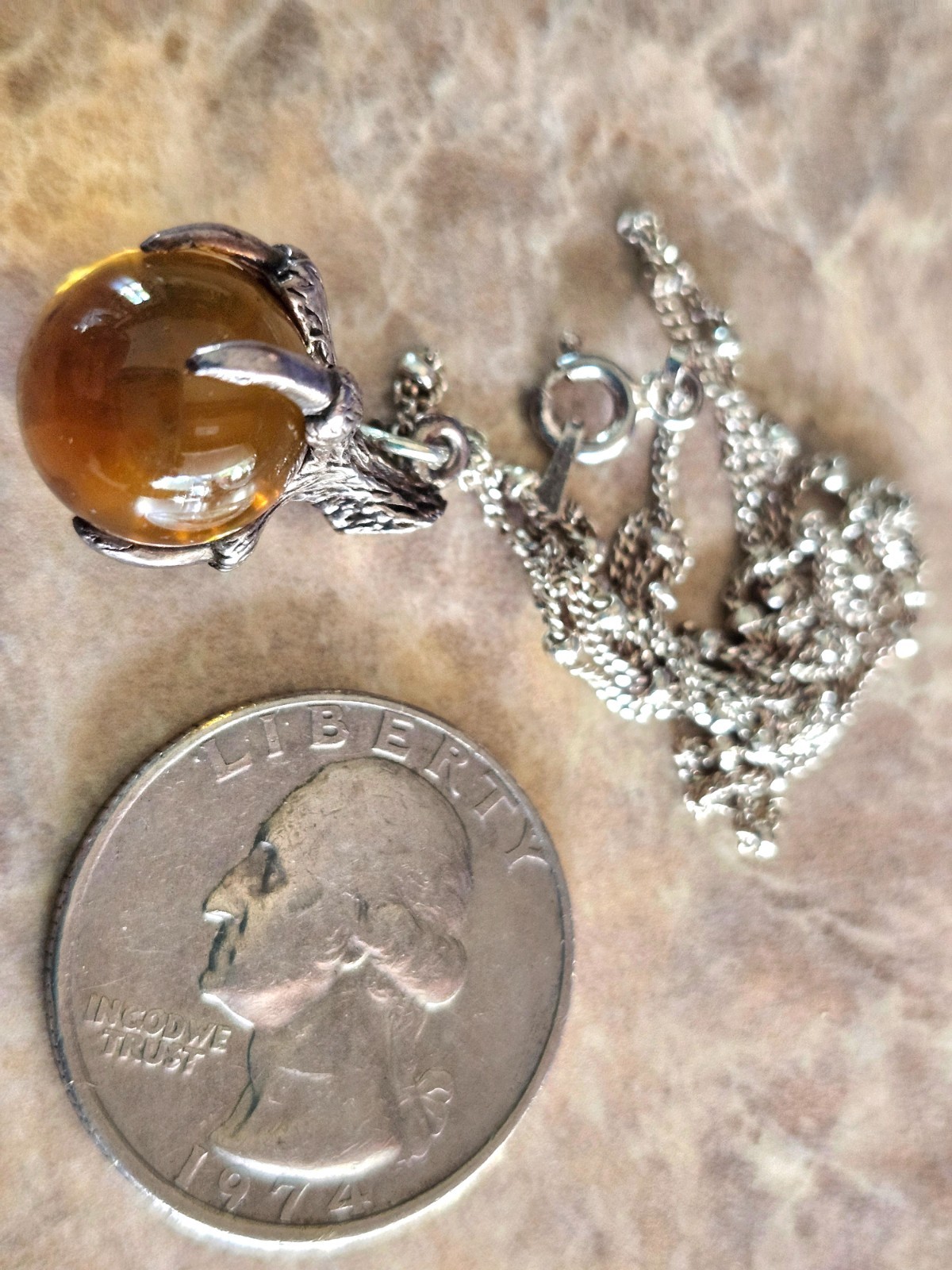 Sterling silver Eagle claws, ball necklace, sterling chain (Combine shipping)