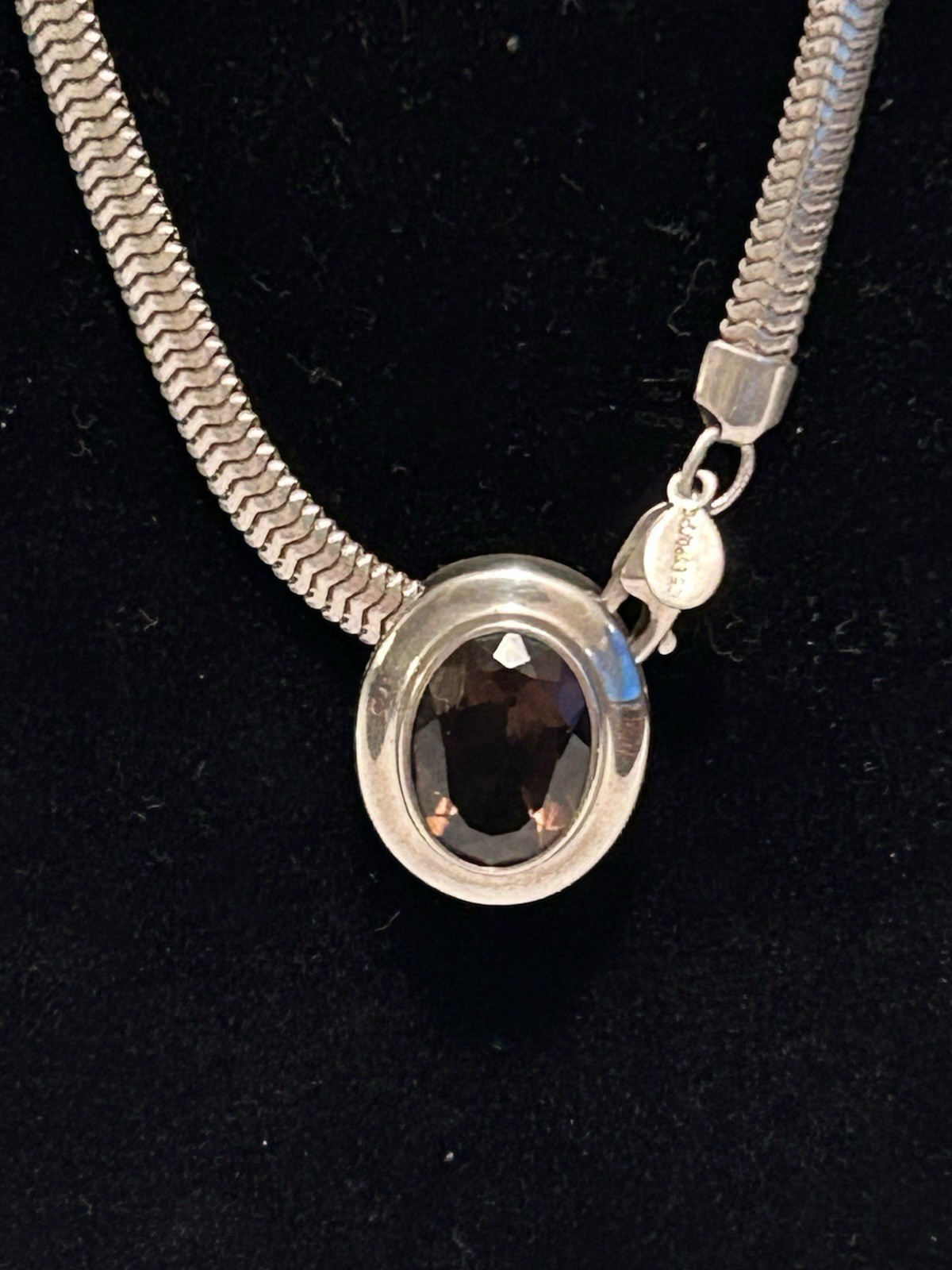Joseph Esposito 925 Sterling Silver Snake Chain 16” Oval Smoky Quartz