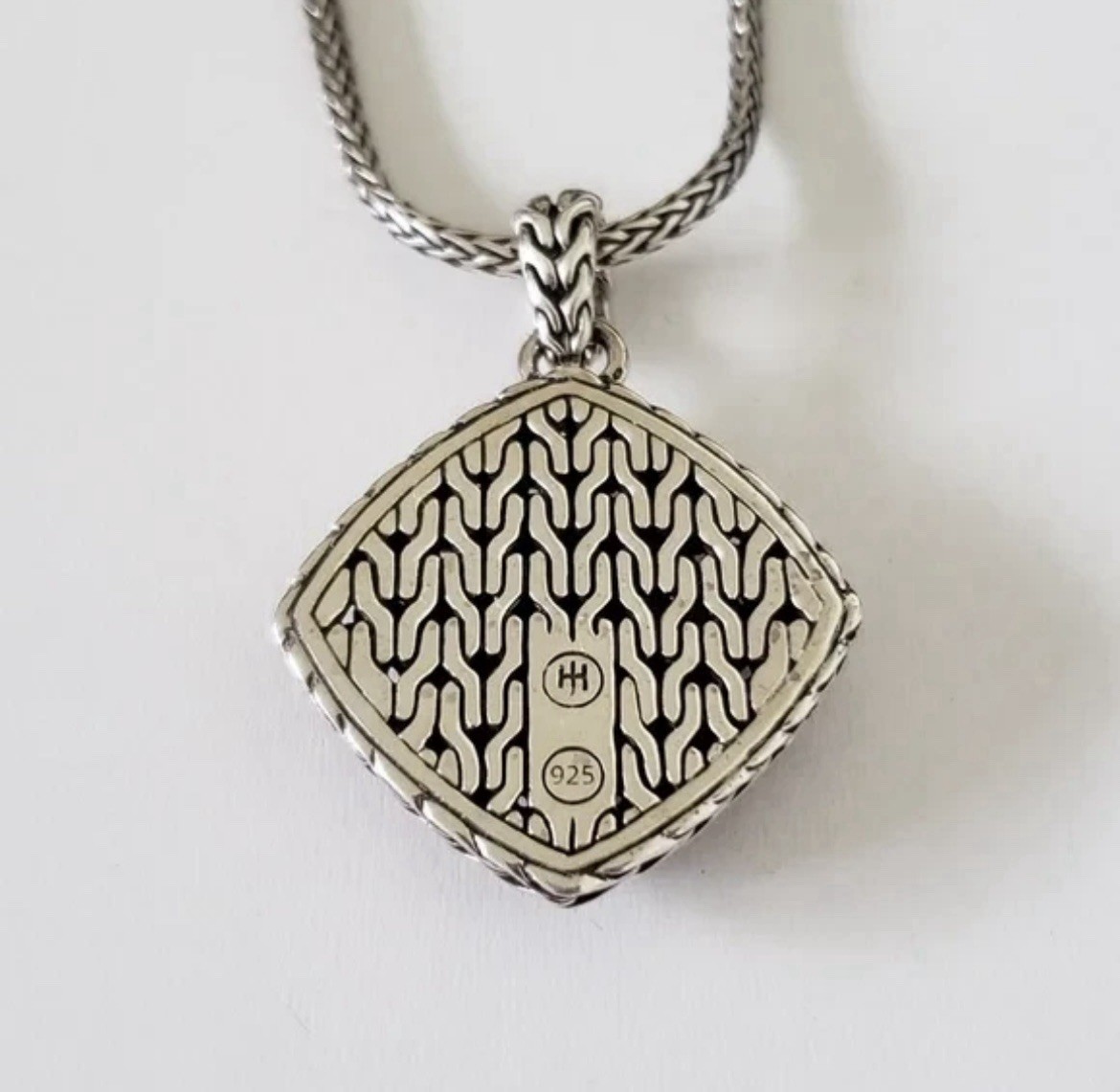 John Hardy Classic Chain Sterling Silver Palu Hammered Pendant Necklace!