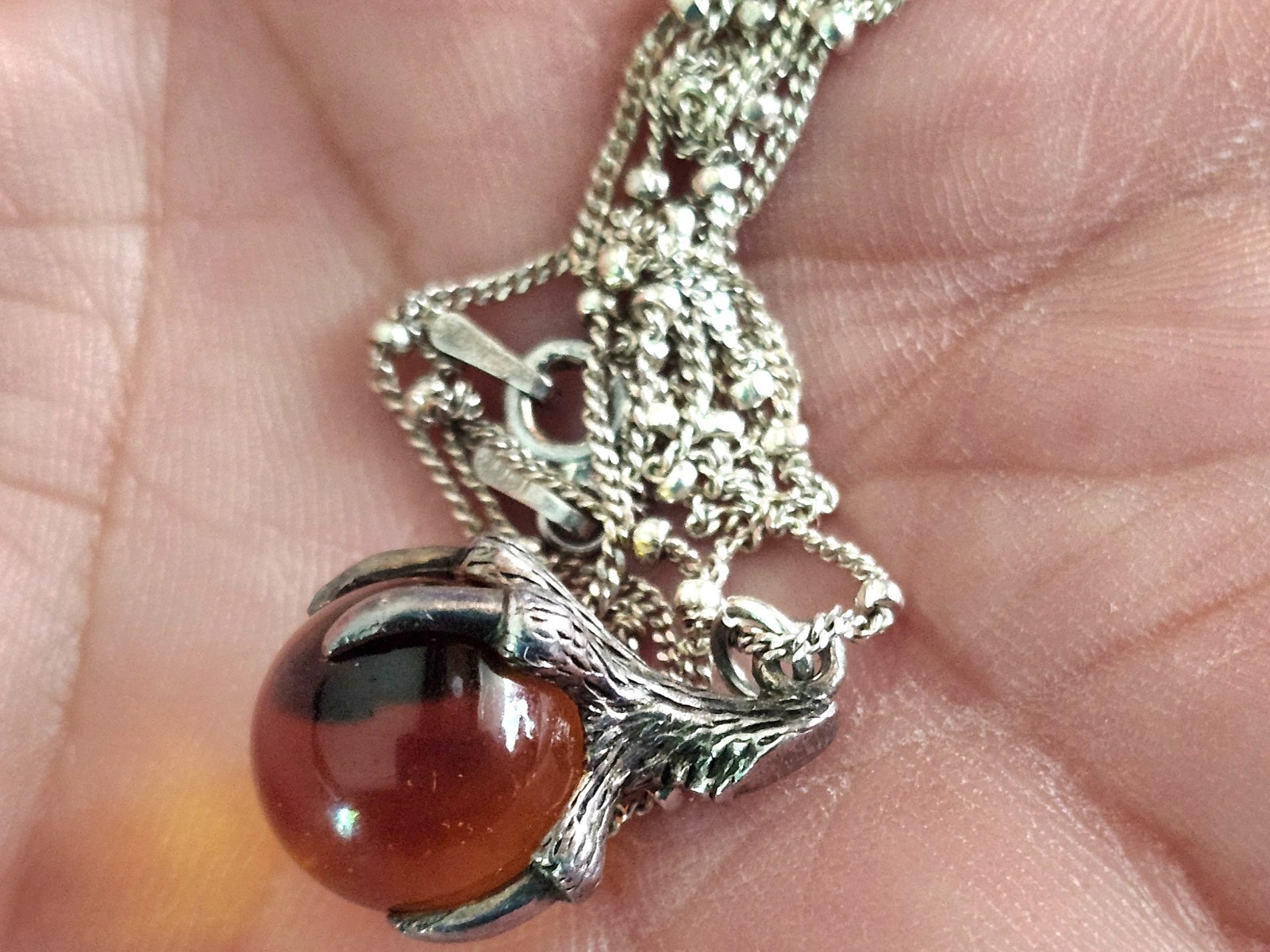 Sterling silver Eagle claws, ball necklace, sterling chain (Combine shipping)
