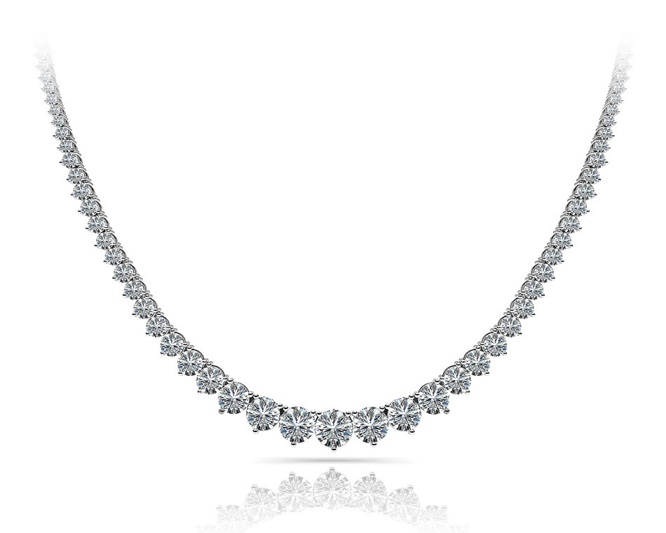 8.50 ct Round Diamond Graduated Tennis 14k White Gold Necklace G VS/SI1 17″