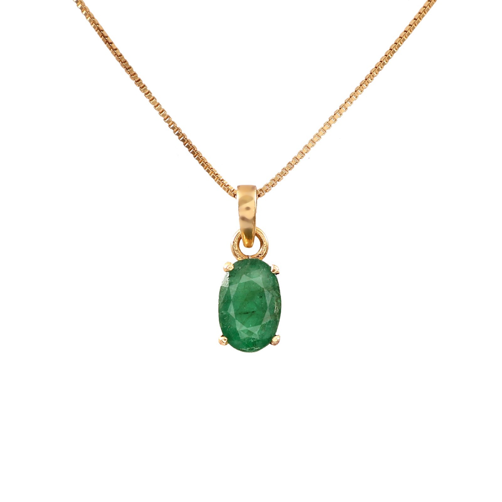 Natural 2.60 CTW Emerald Pendant 18K Gold Vermeil 925 Sterling Silver Handmade
