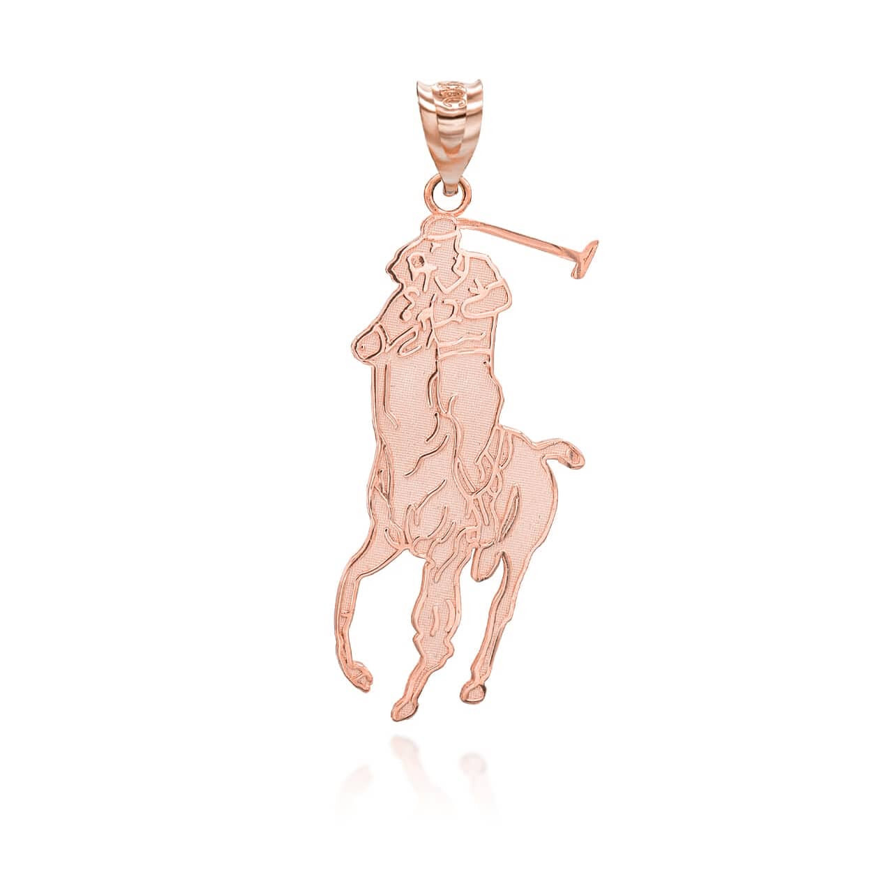 Gold Polo Sport Horse Riding Jockey Pendant Necklace (Yellow/Rose/White)