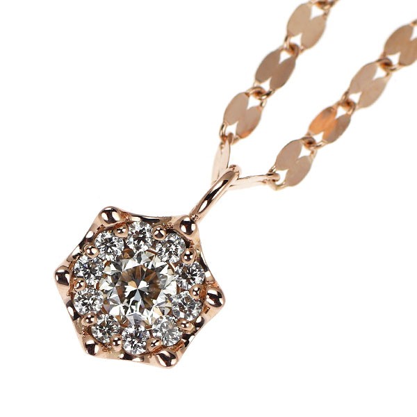 K18PG Diamond Pendant Necklace 0.31ct Long 70cm – Auth free shipping from Japan-
