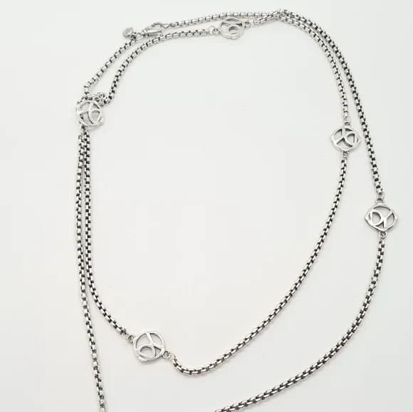 David Yurman Logo Station Necklace in Sterling