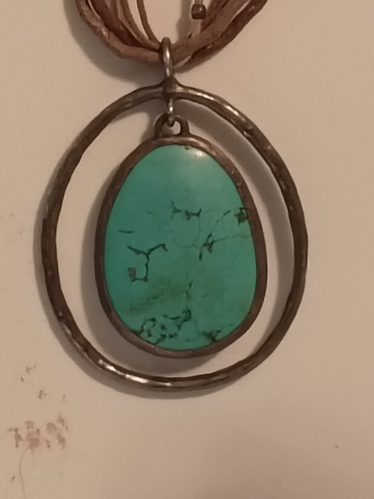 Retired Silpada “Double Halo” Turquoise Dyed Howlite Pendant Necklace