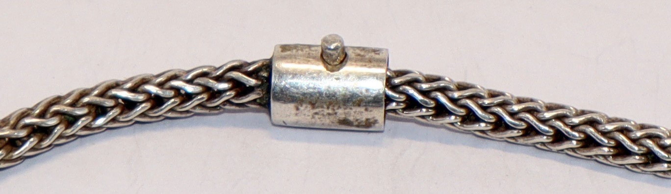 Estate Sterling Silver 925 4MM Round Spiga-Wheat Chain Necklace 16”