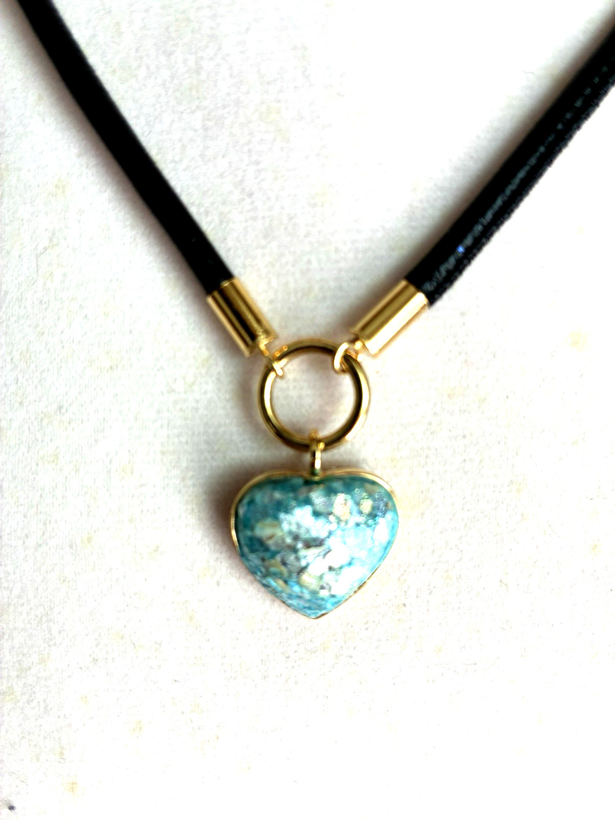 DAVID MARKSTEIN 18K GOLD-PLTD SILVER ROMAN GLASS LEATHER CORD NECKLACE (M4861-52