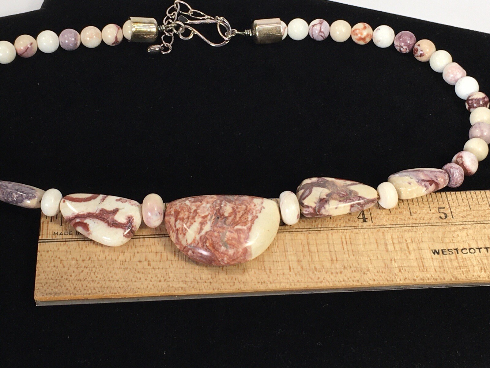 Mine Finds By Jay King Peppermint Opal Stone &Sterling Silver Necklace 18″ L NEW