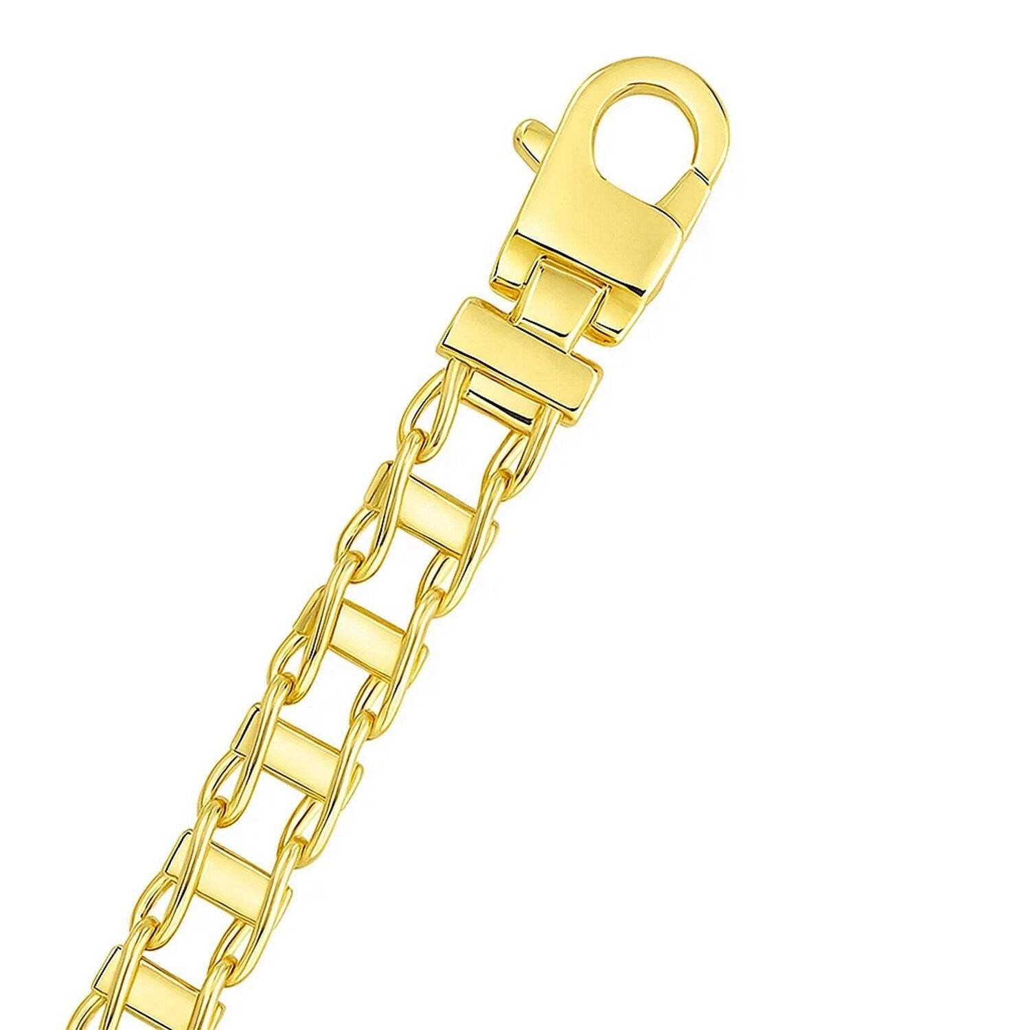 14k Yellow Gold Mens Necklace with Track Design Links (5.00 mm) | Diamond Design