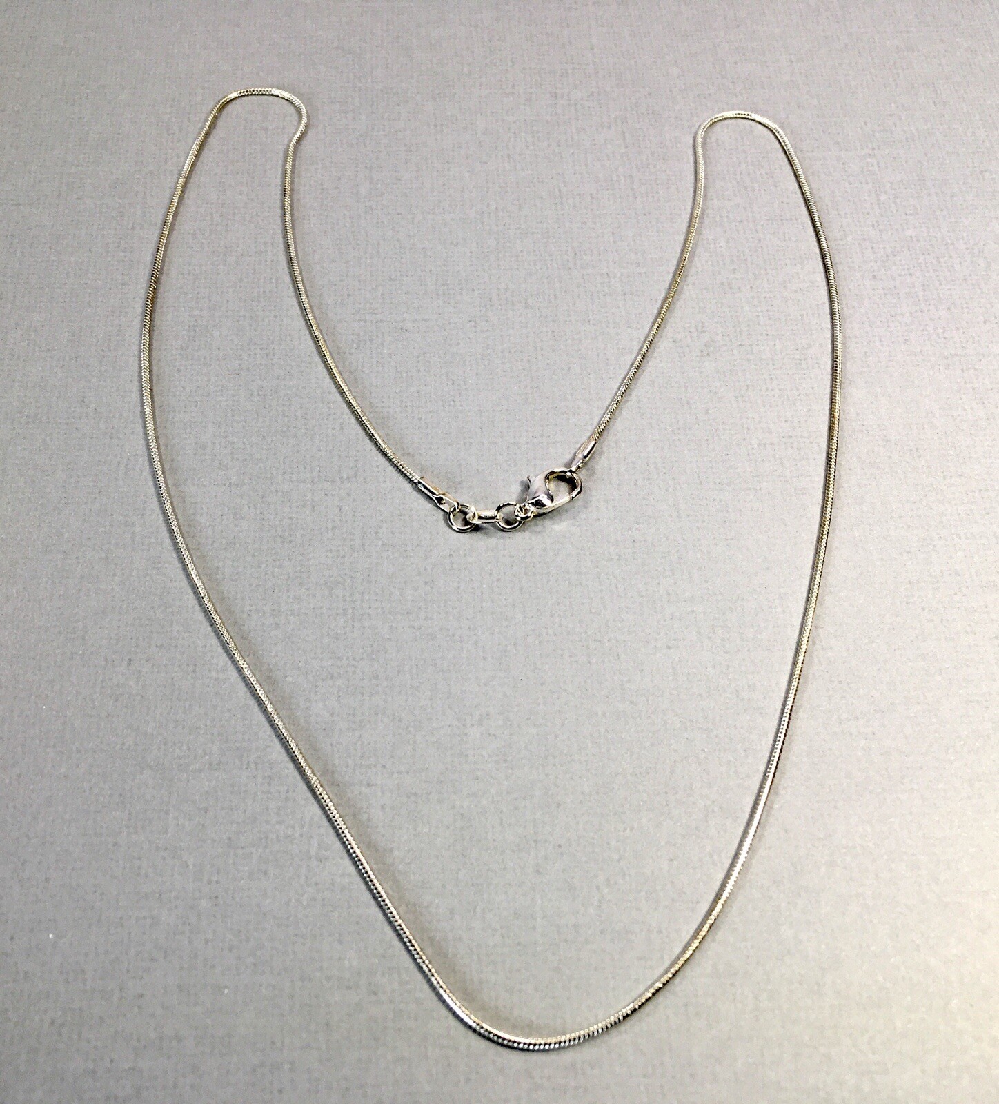 925 Sterling Silver Round 1mm Omega Chain Necklace Bracelet 22″ L Wt 4.7g