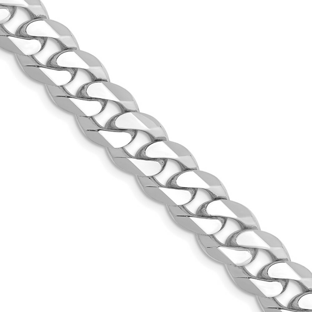 Curb Link Chain Necklace – 14K White Gold – Flat Beveled Edge – 7 in-26 in