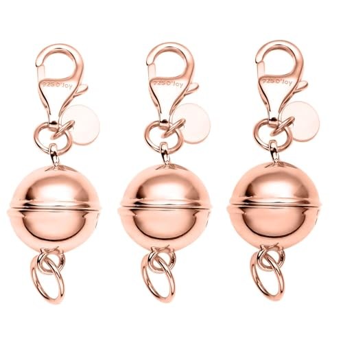 Set of Three 14K Rose Gold Plated Sterling Silver Magnetic Lock with Lobster