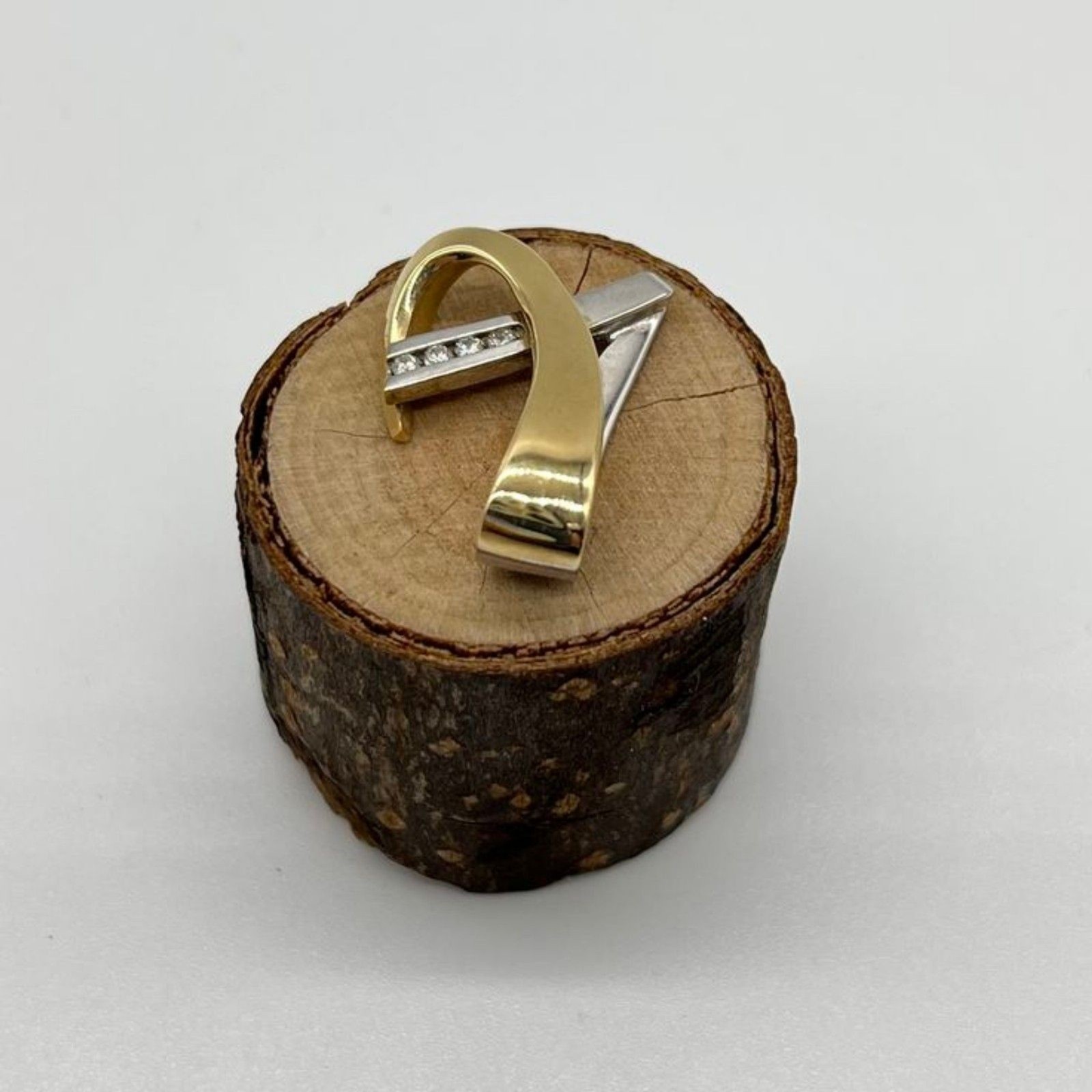 Two-Tone Yellow & White 14K Gold (4) 2mm Channel Set Diamonds Slide Pendant 6g