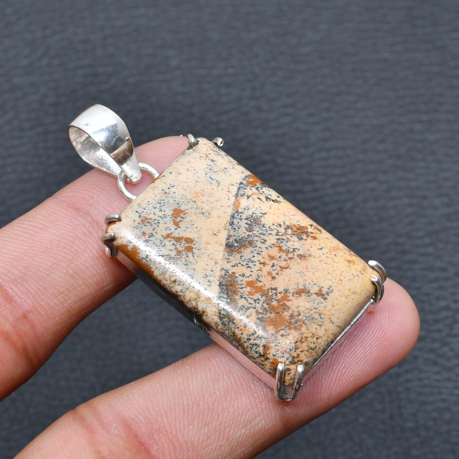 Picture Jasper Handmade 925 Silver Jewelry Pendant 1.89″ L705