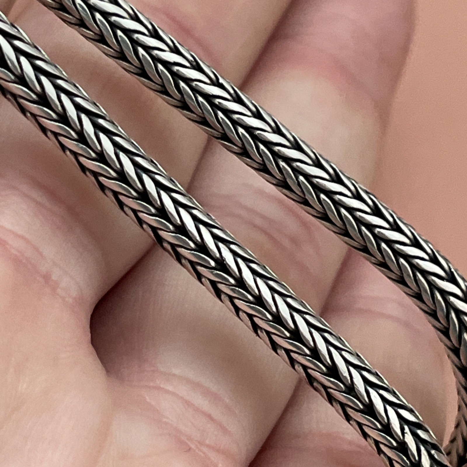 BA Suarti Sterling Silver Foxtail Chain Necklace 18” Long 5mm Wide Heavy 59.5 Gr