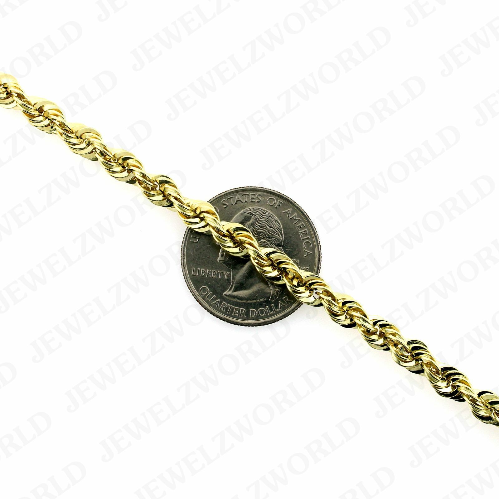 Real 10K Yellow Gold 5mm Diamond Cut Rope Chain Pendant Necklace 18″-30″